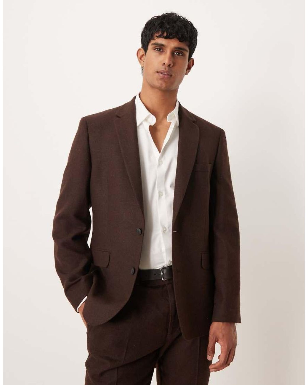 ASOS Brown Slim Suit Jacket With Wool for men