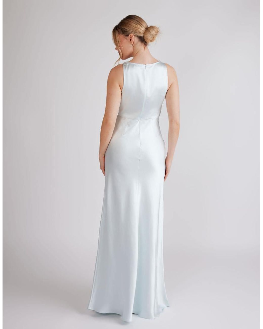 Six Stories White Cowl Front Satin Bridesmaid Dress