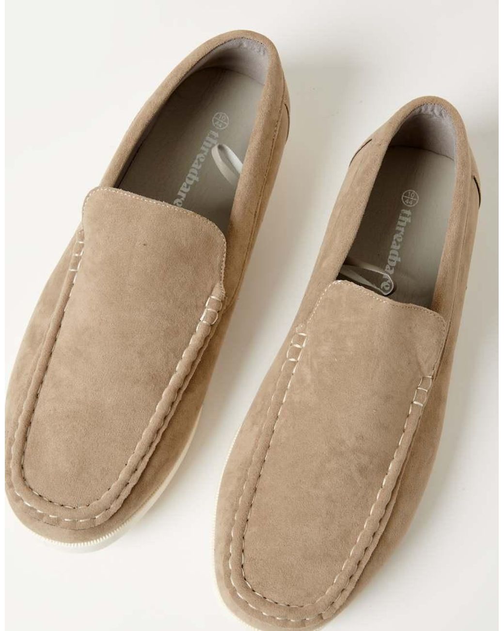 Threadbare Natural Faux Suede Slip On Loafers for men