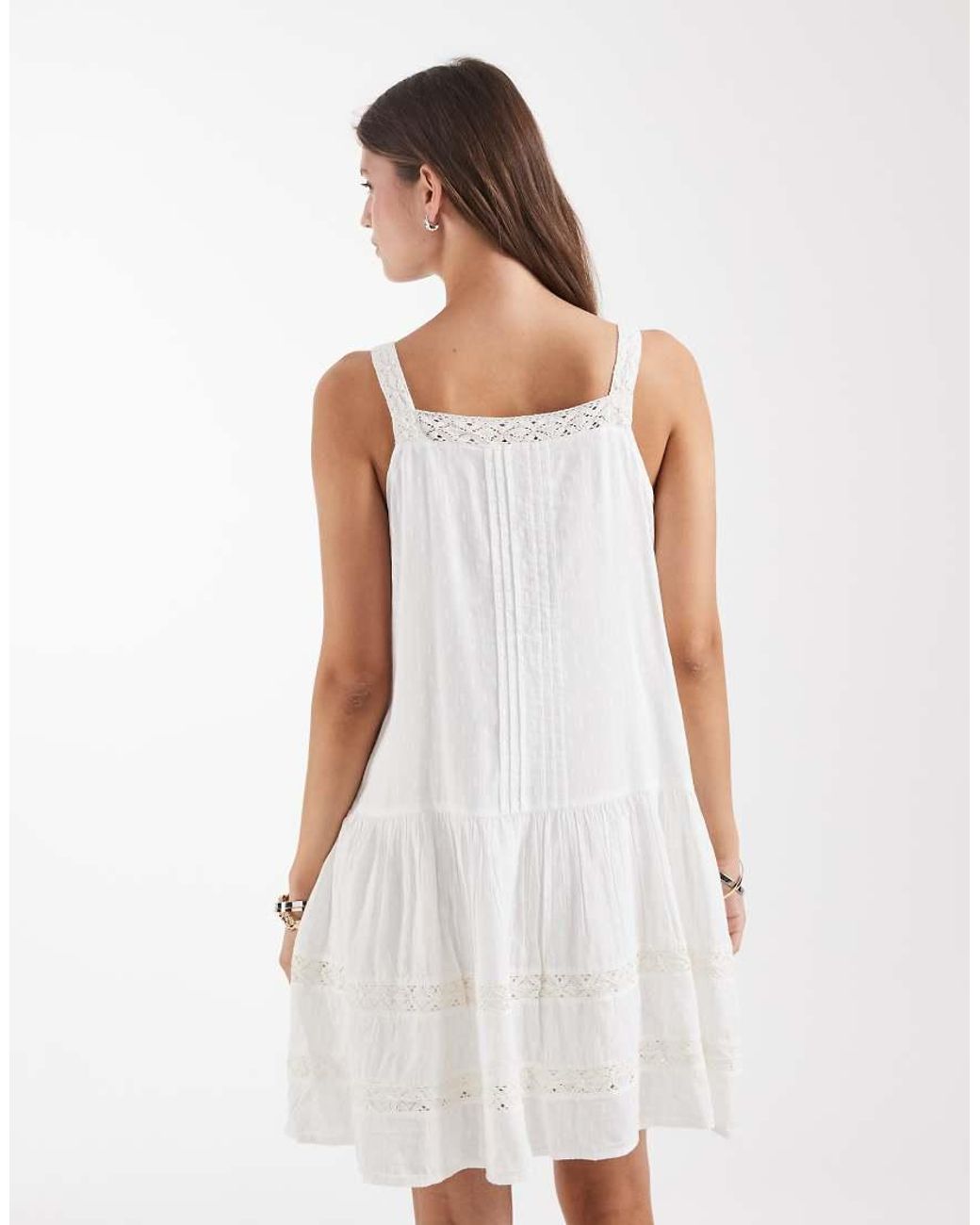 Levi's White Kate Embroidered Pintuck Mini Dress With Ditsy Print