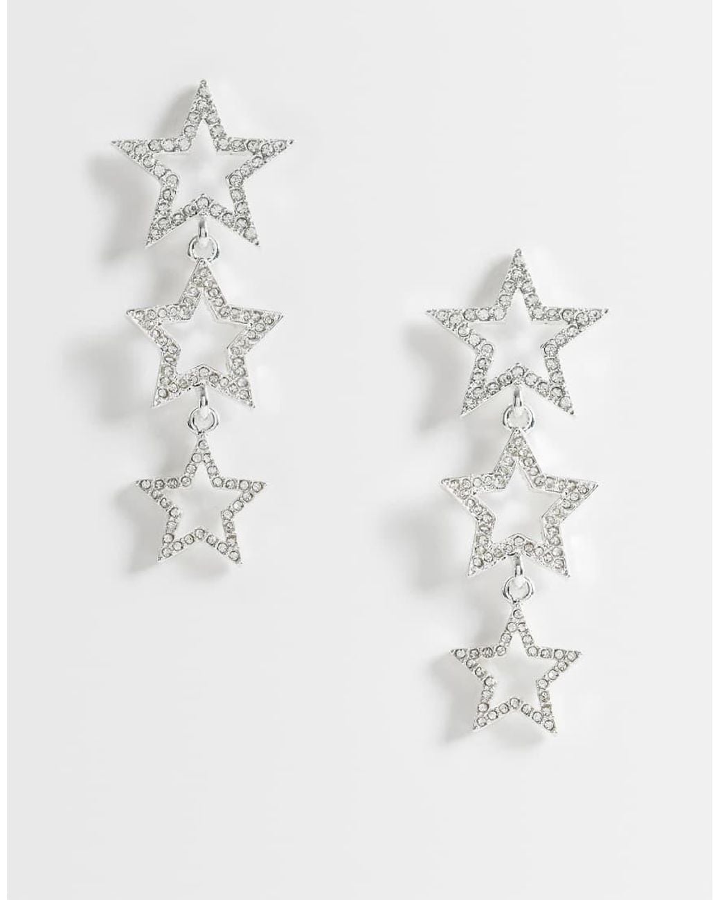 Accessorize White Gradual Metal Star Drop Earrings