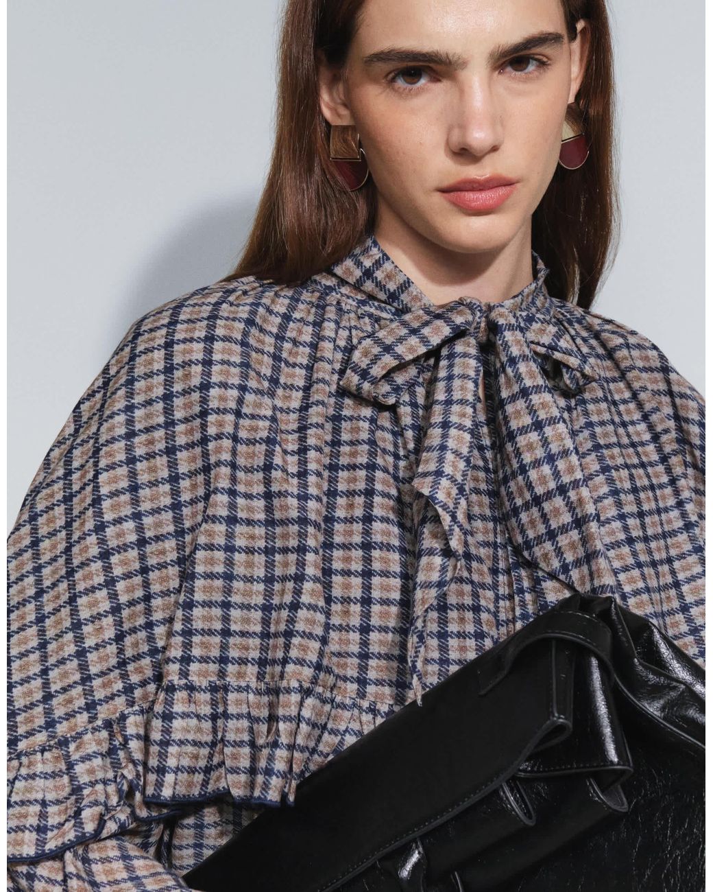 Muse Assembly Gray Selena Boho Ruffle Blouse