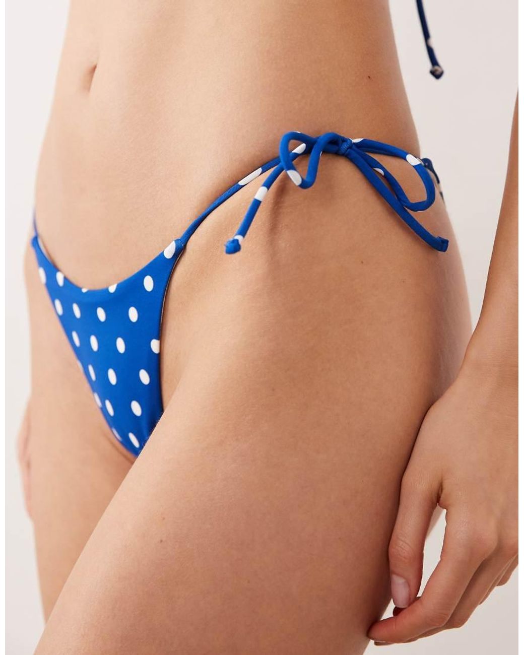 Free Society Blue Polka Dot Tie Side Bikini Bottom
