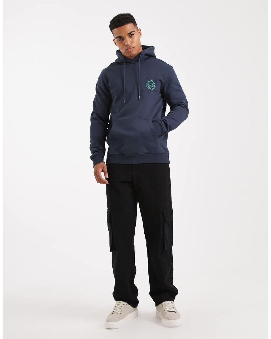Only & Sons Blue Hoodie With Trail Club Back Print for men