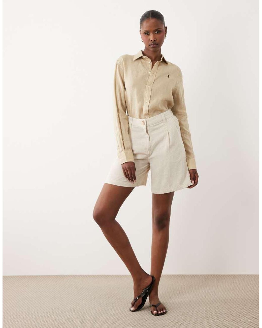 Polo Ralph Lauren Natural Icon Logo Classic Fit Linen Shirt