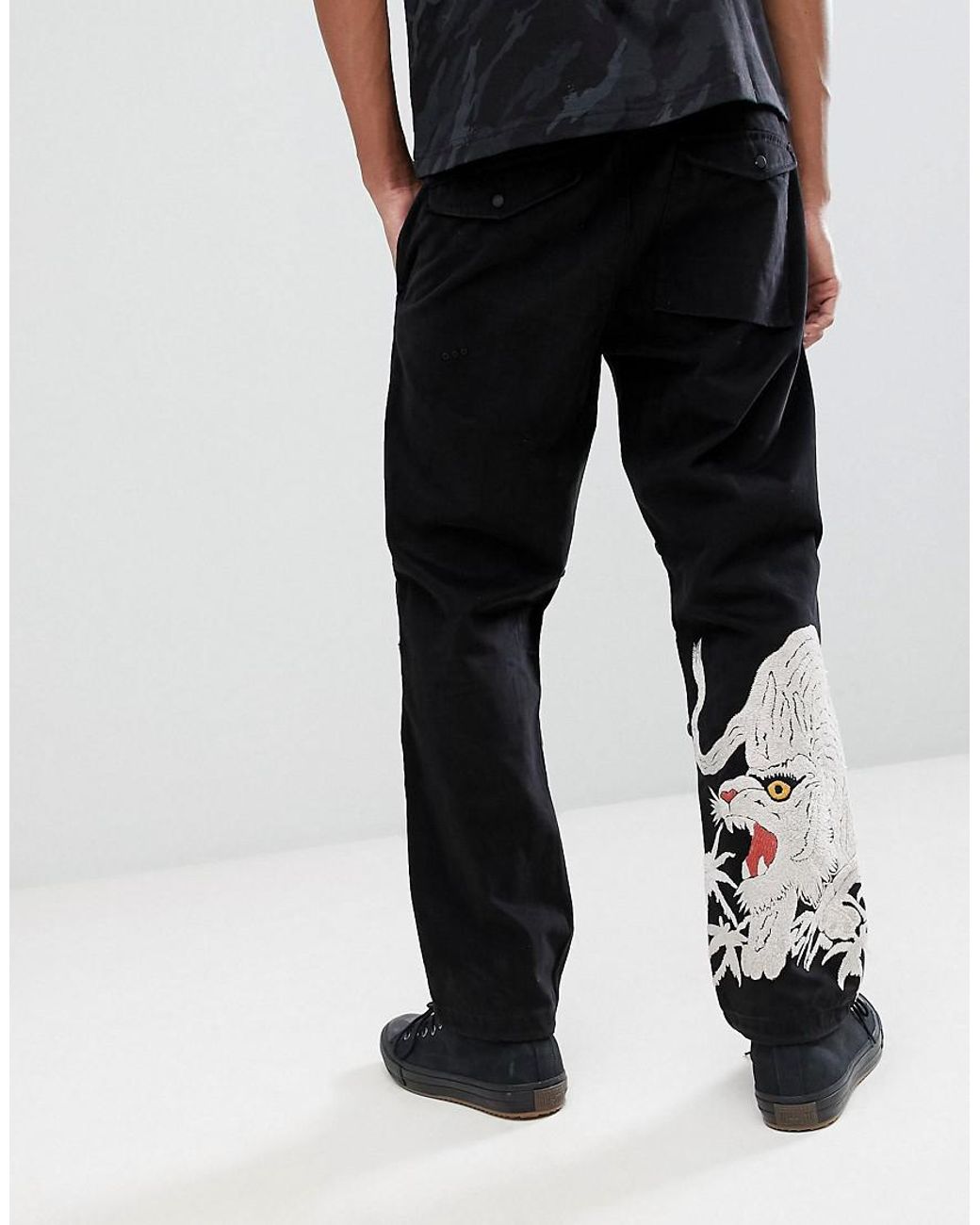 Maharishi Large Tiger Embroidery Snopants Pants in Black for Men | Lyst  Australia