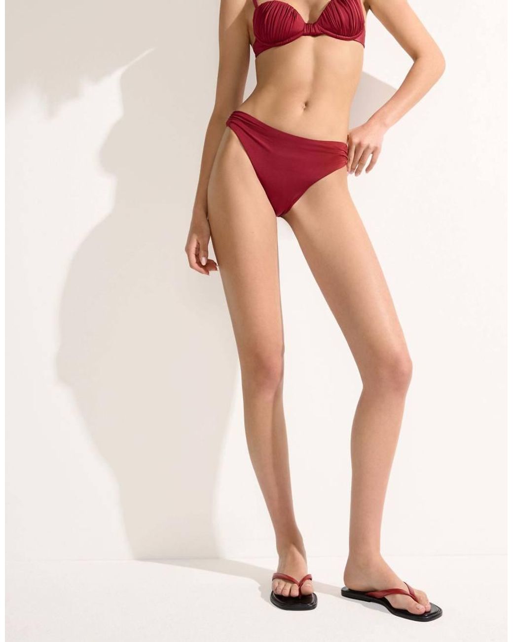 Calzedonia Red Bikini Bottoms Shiny Satin