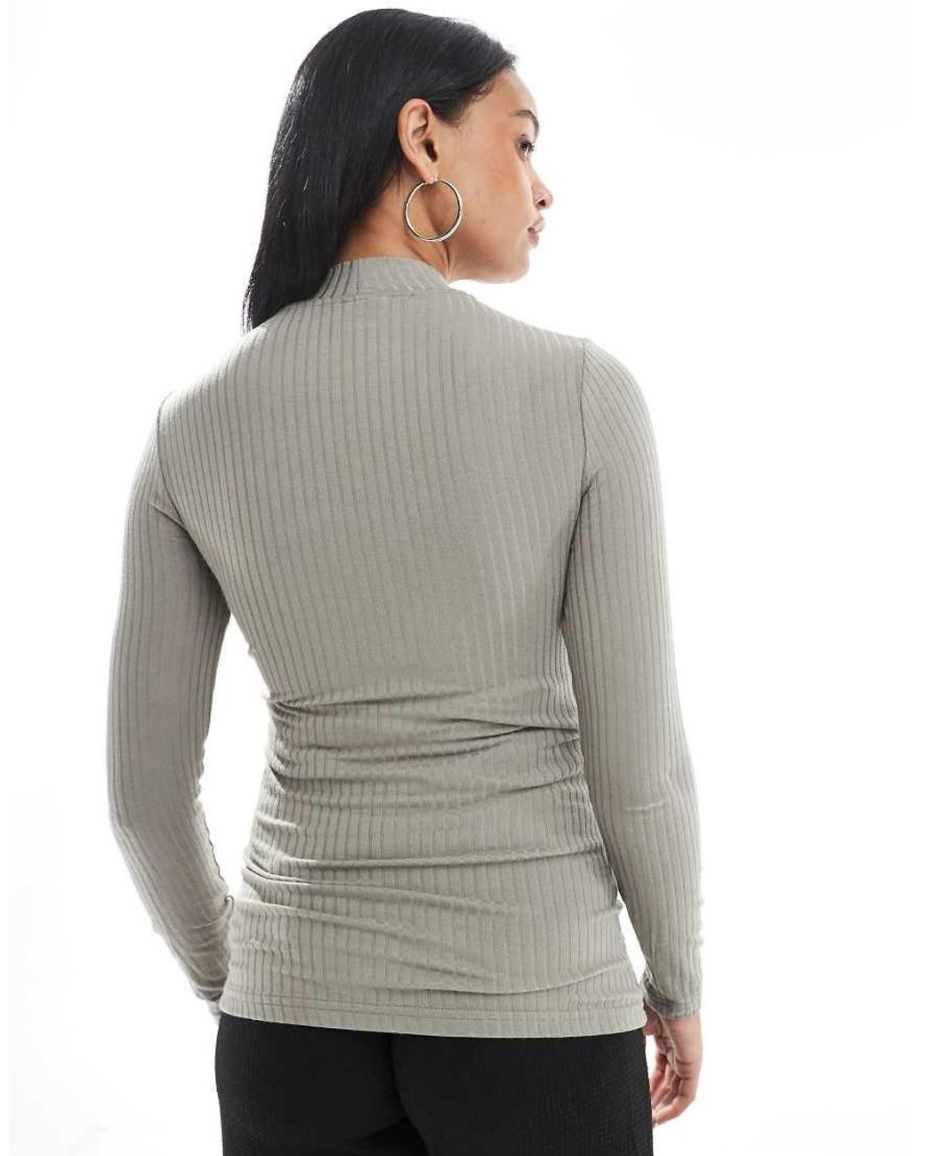 Mama.licious Gray Mamalicious Maternity Jersey Rip Funnel Neck Top With Hidden Nursing Overlay