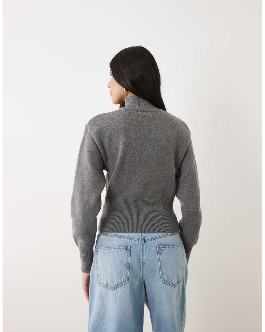 Cotton On Gray Lotus Cinched Zip Knit
