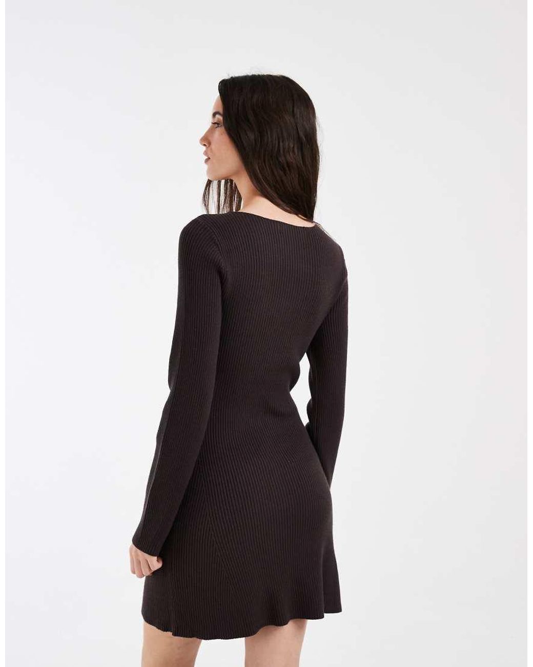 Vero Moda Black Long Sleeve Boat Neck Knitted Mini Dress