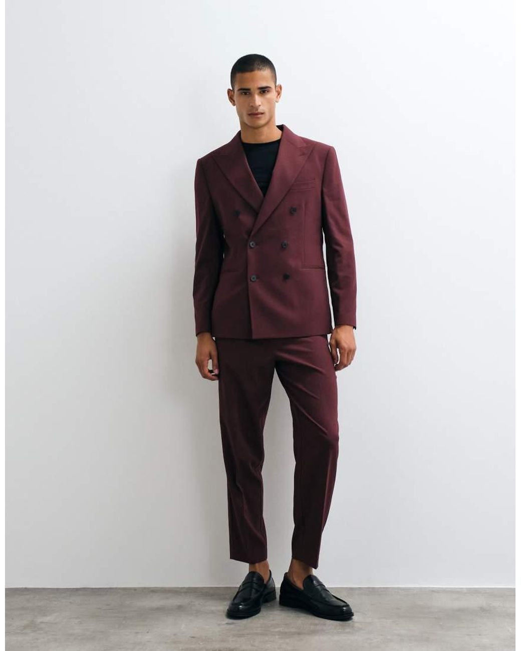 ASOS Red Relaxed Tape Fit Suit Trousers for men
