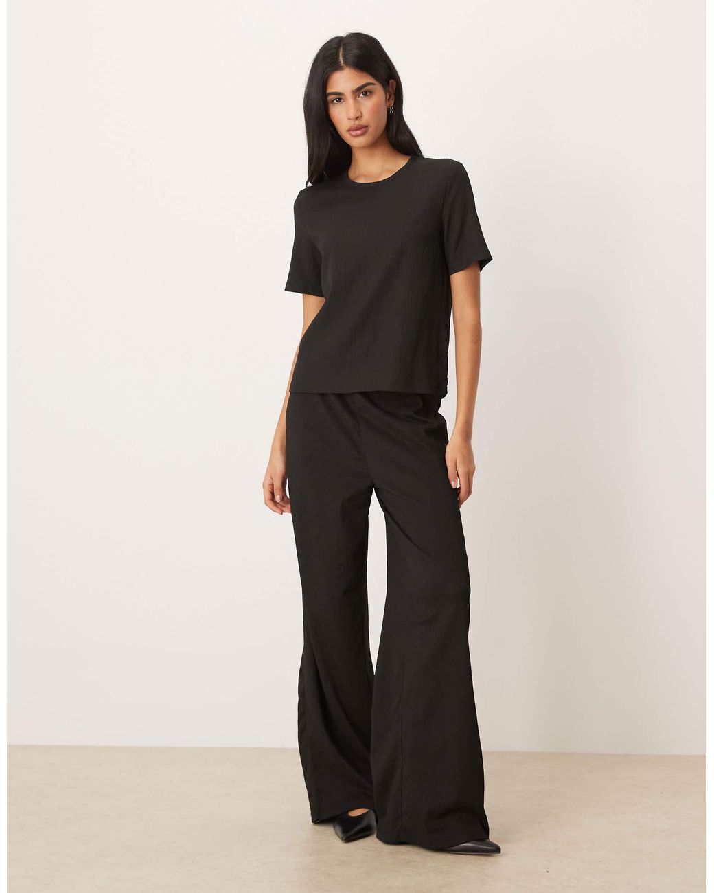 Jdy Black Textured T-shirt Co-ord