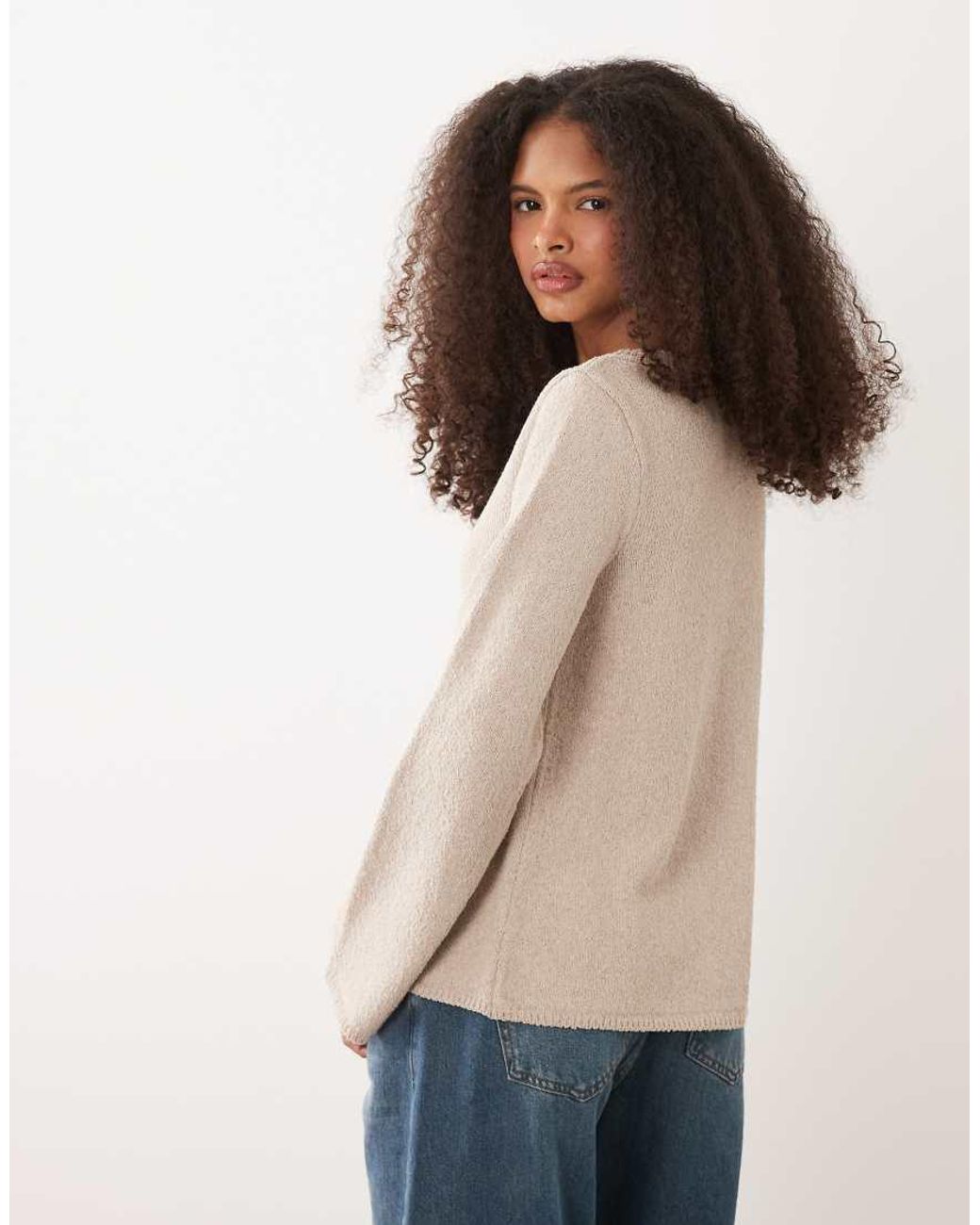 ASOS Blue Knitted Cotton Blend Boucle Cardigan