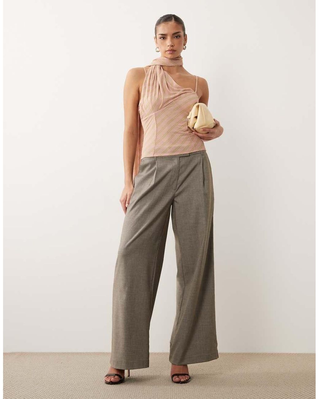 ASOS Natural Stretch Chiffon Scarf Wrap Top
