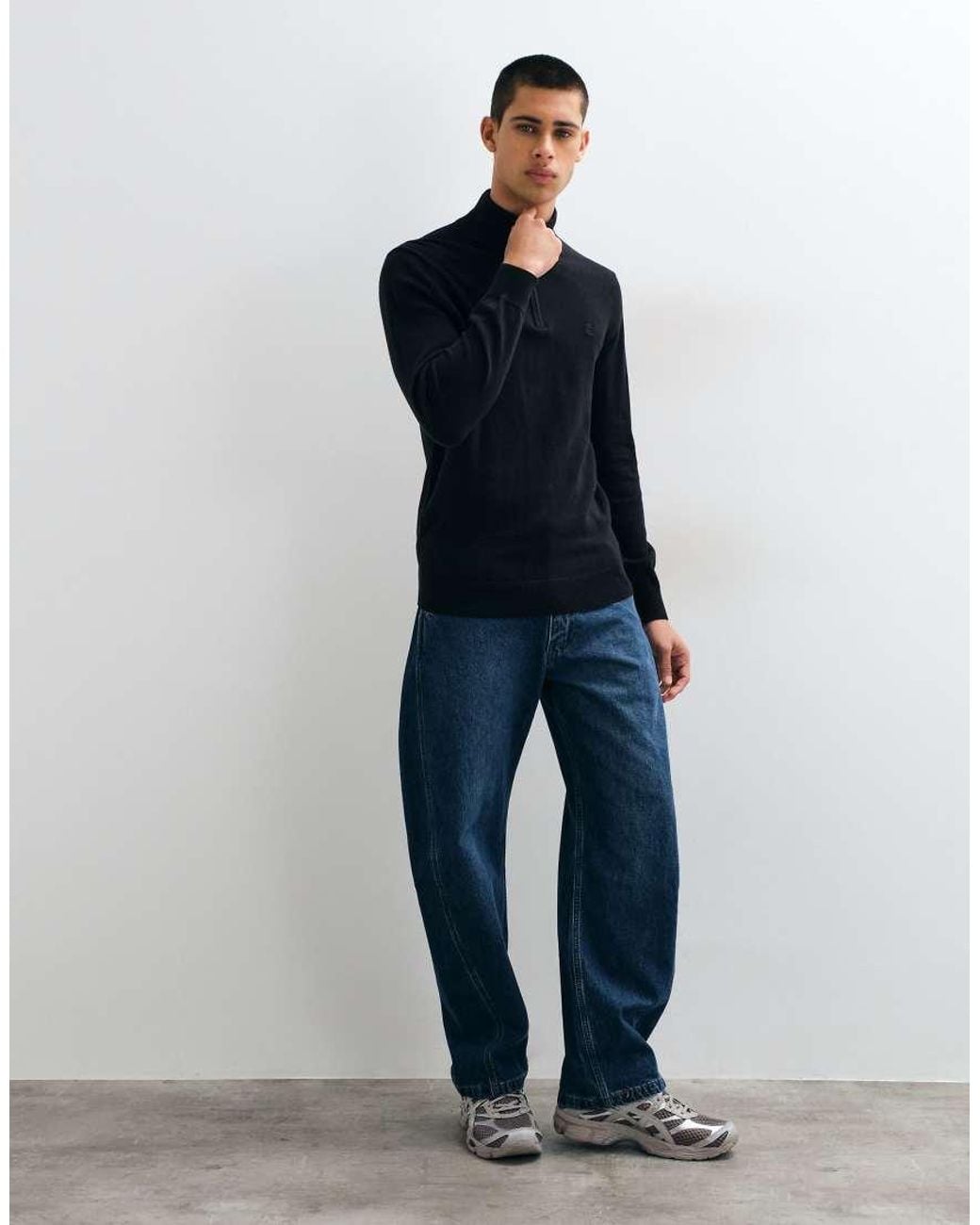 Timberland Blue Cotton 1/4 Zip Sweater for men
