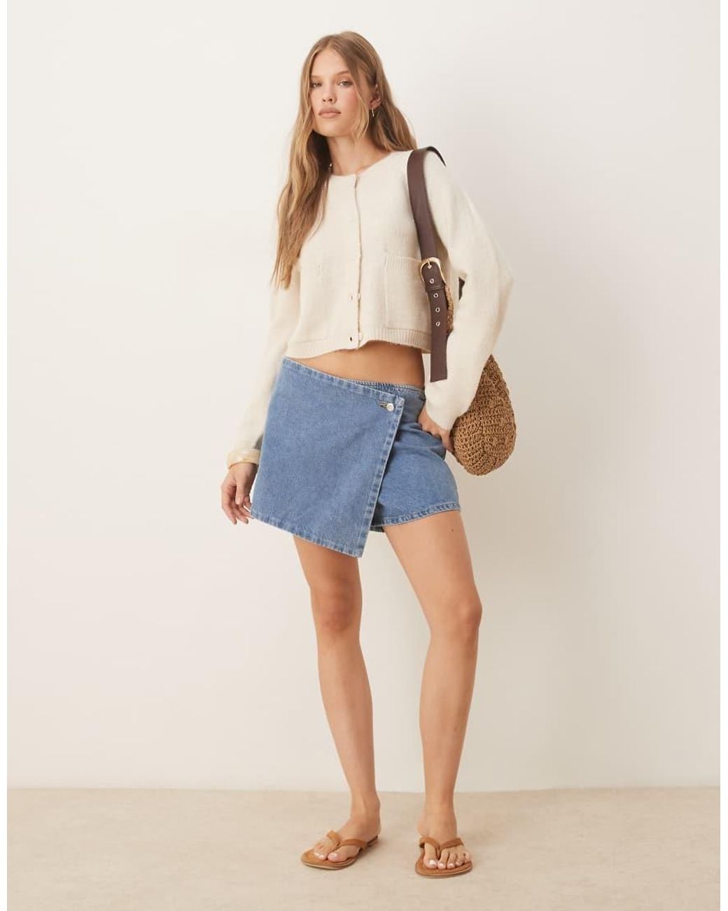 Mango Blue 100% Cotton Denim Skort