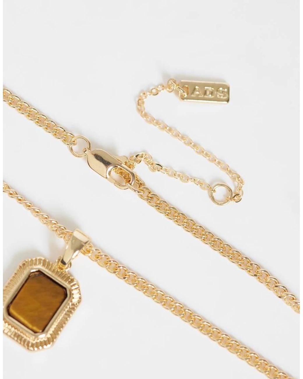 ASOS White Necklace With Square Tigers Eye Pendant for men