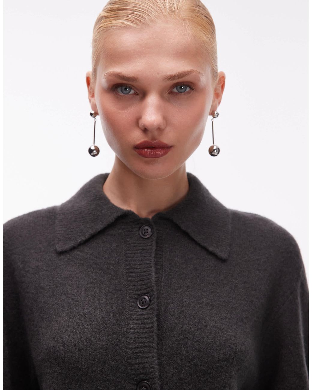ASOS Black Knitted Collared Cardigan