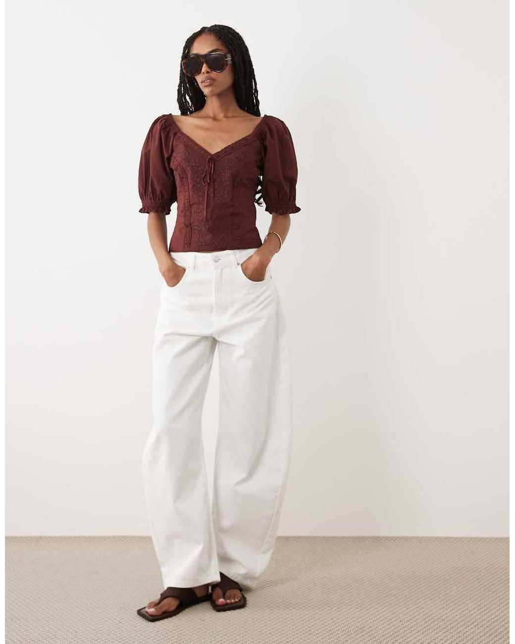 Miss Selfridge Embroidered Milkmaid Top