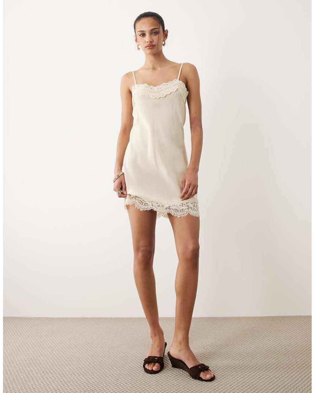 Cotton On Natural Estelle Slip Mini Dress