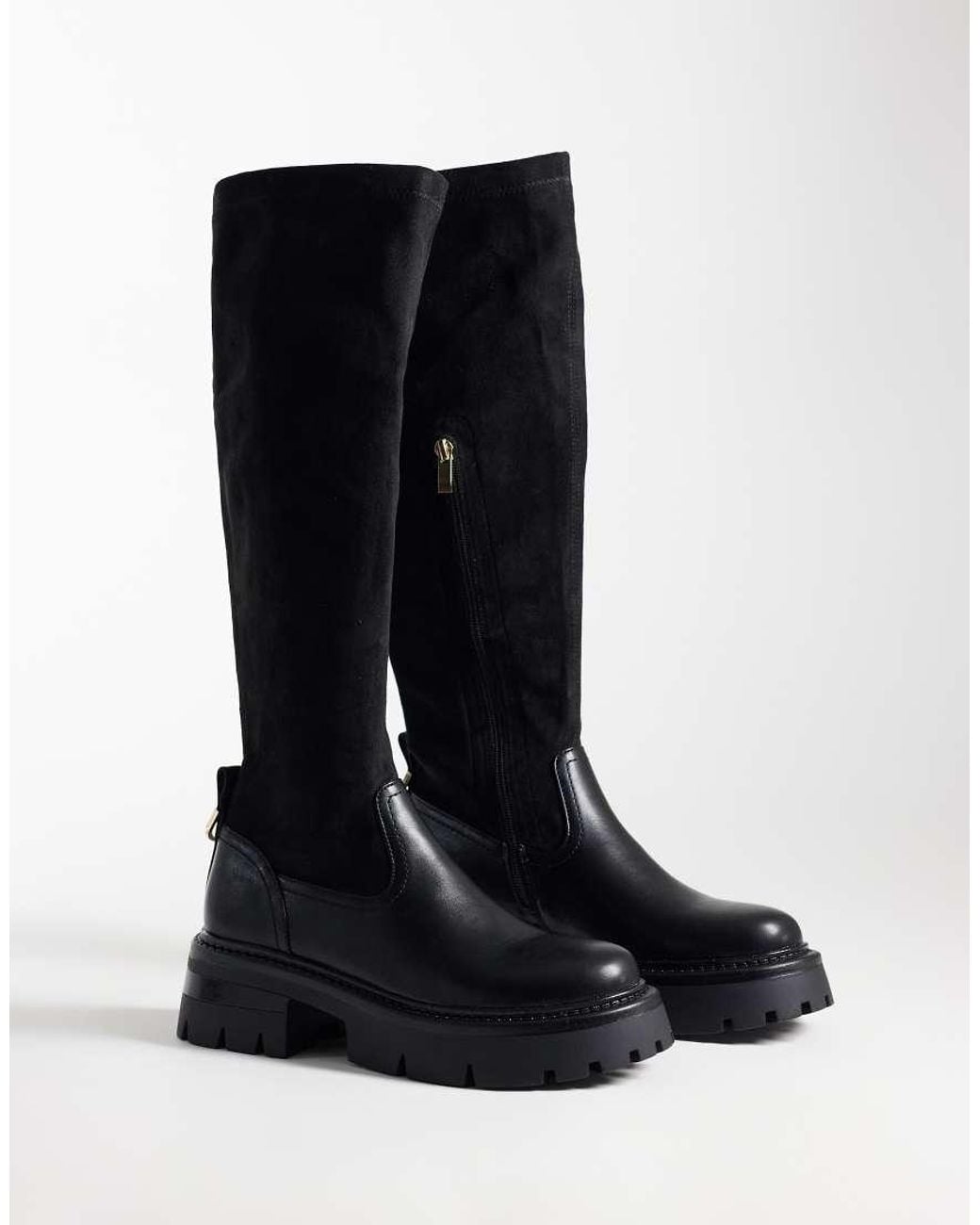 SIMMI Black Simmi London Wide Fit Clive Chunky Knee Boots
