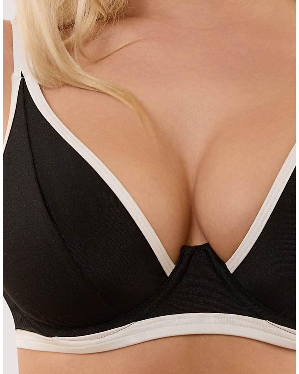 Wolf & Whistle Black Ally & Ivory Underwired Bikini Top