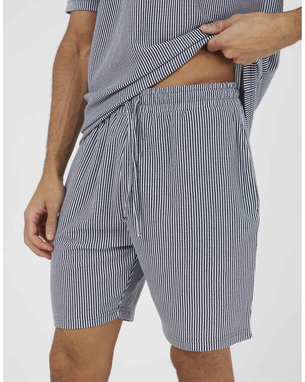 Brave Soul Blue Striped Elasticated Waist Shorts for men