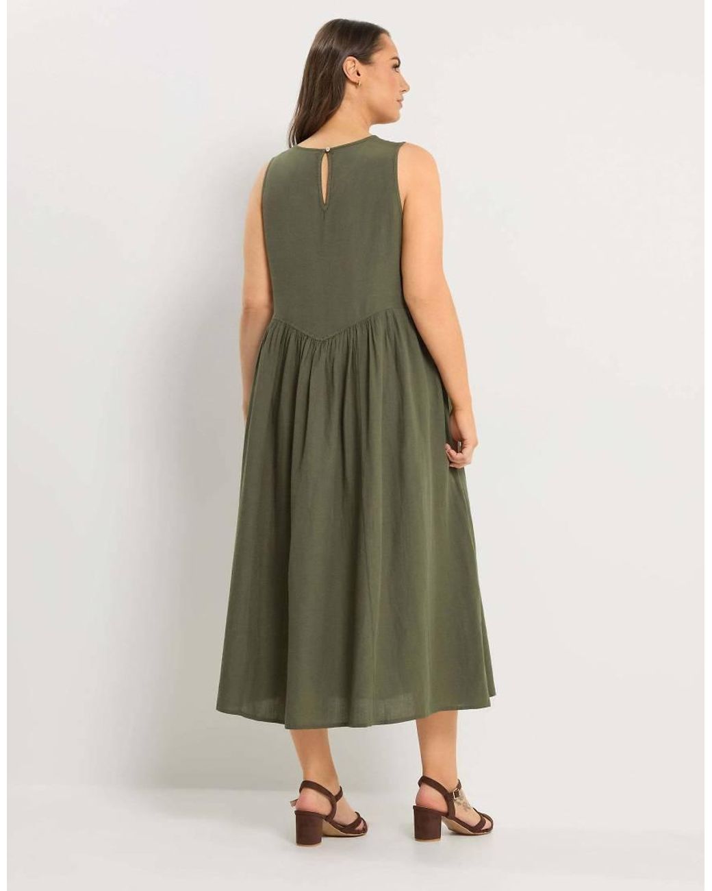 Yours Clothing Green Linen Dress