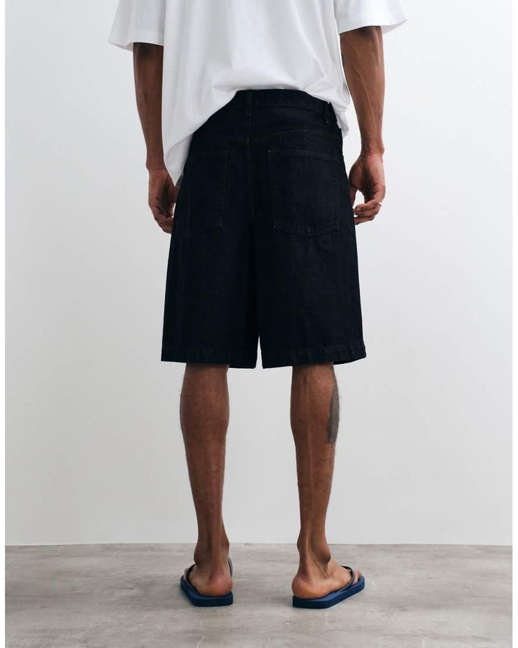 ASOS Black Loose Denim Jorts for men
