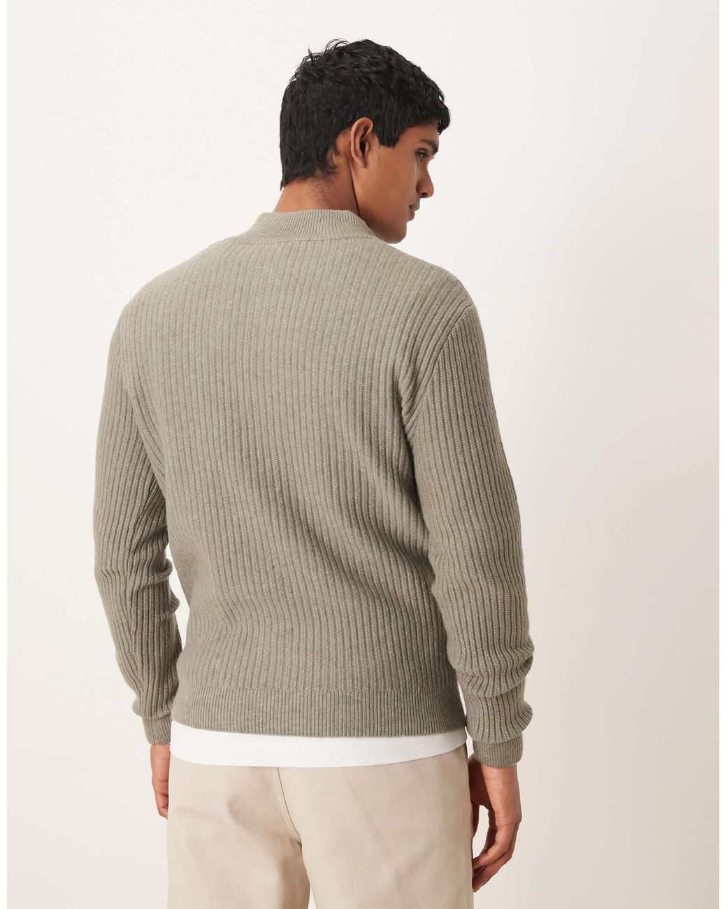 Mango – strickpullover aus wollmix in Gray für Herren