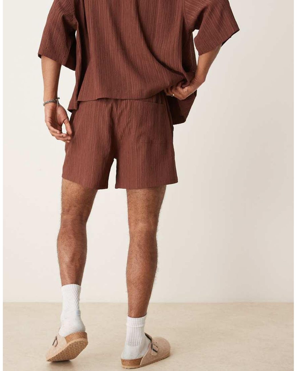 ASOS Brown Textured Shorts for men