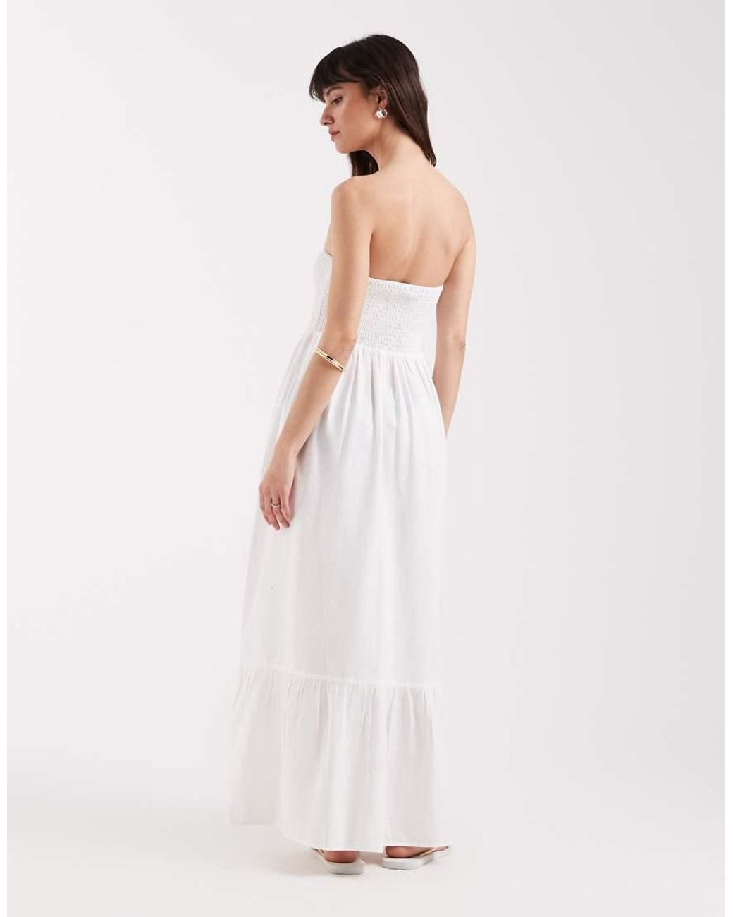 Aware White Boho Bandeau Maxi Dress