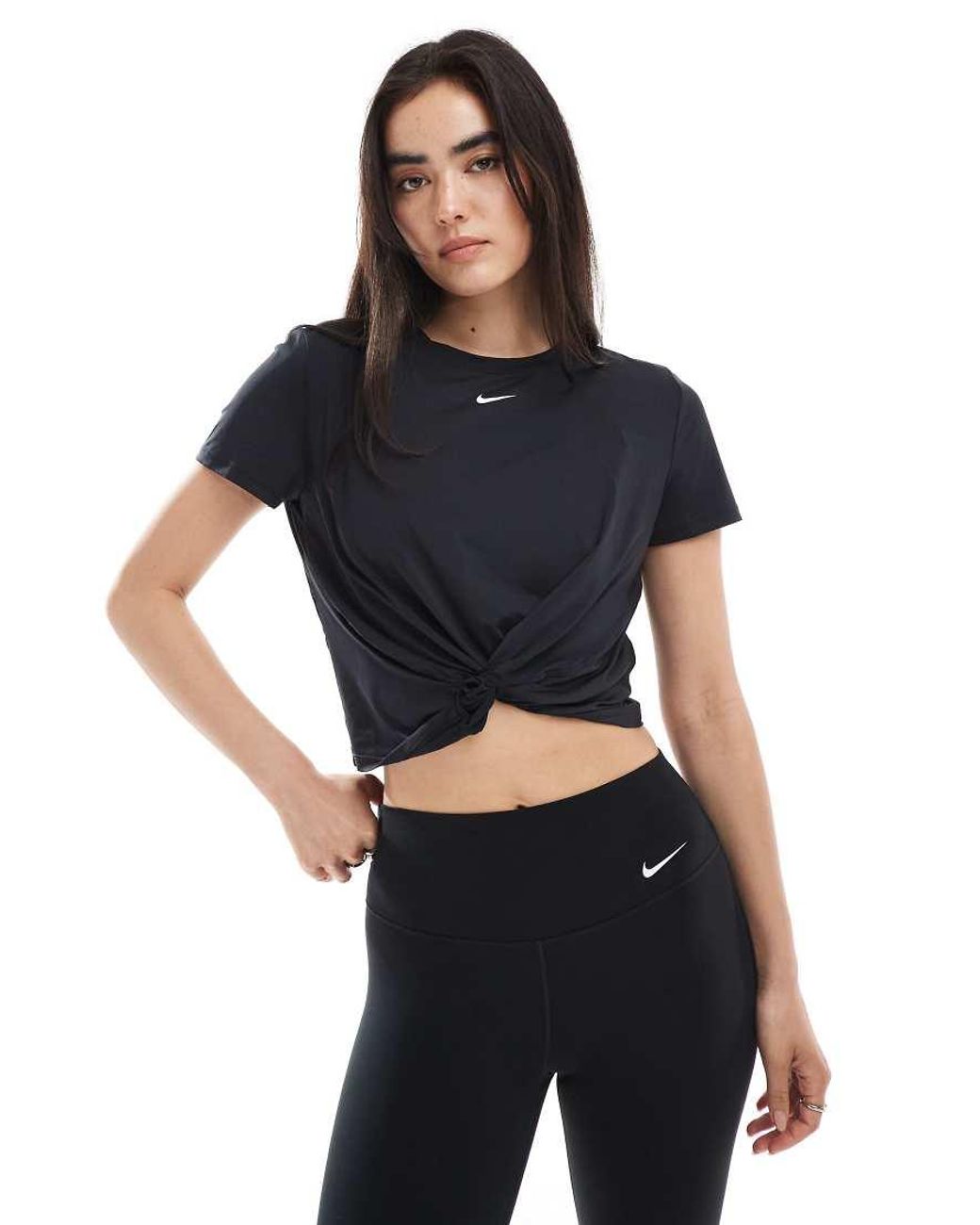 Nike Black Women's One Classic Dri-fit Twist Short-sleeve Top