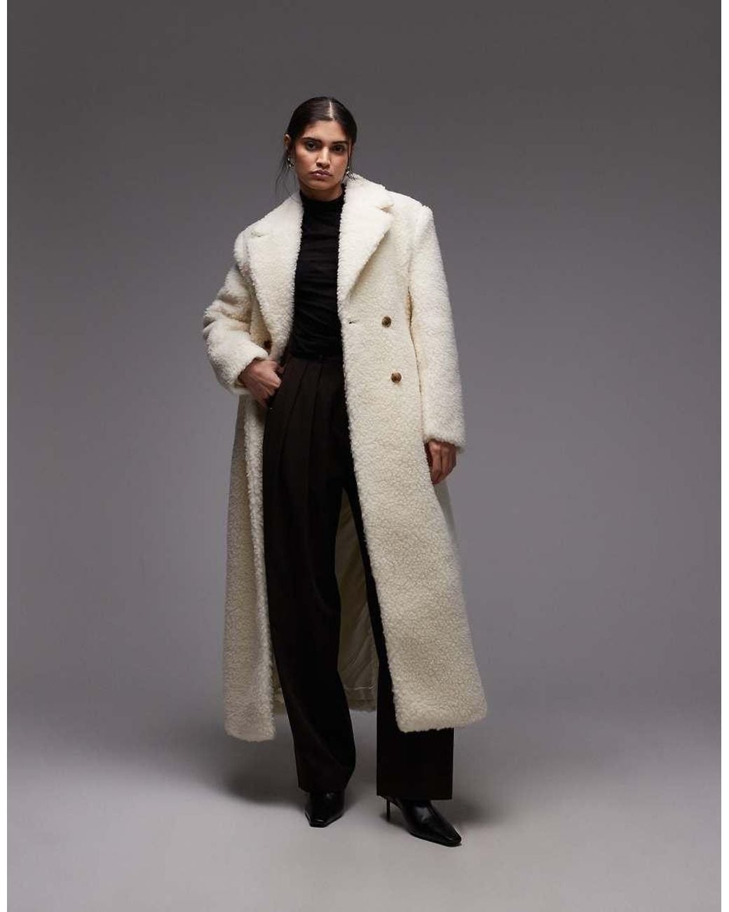 & Other Stories Gray Wool Double Breasted Maxi Coat