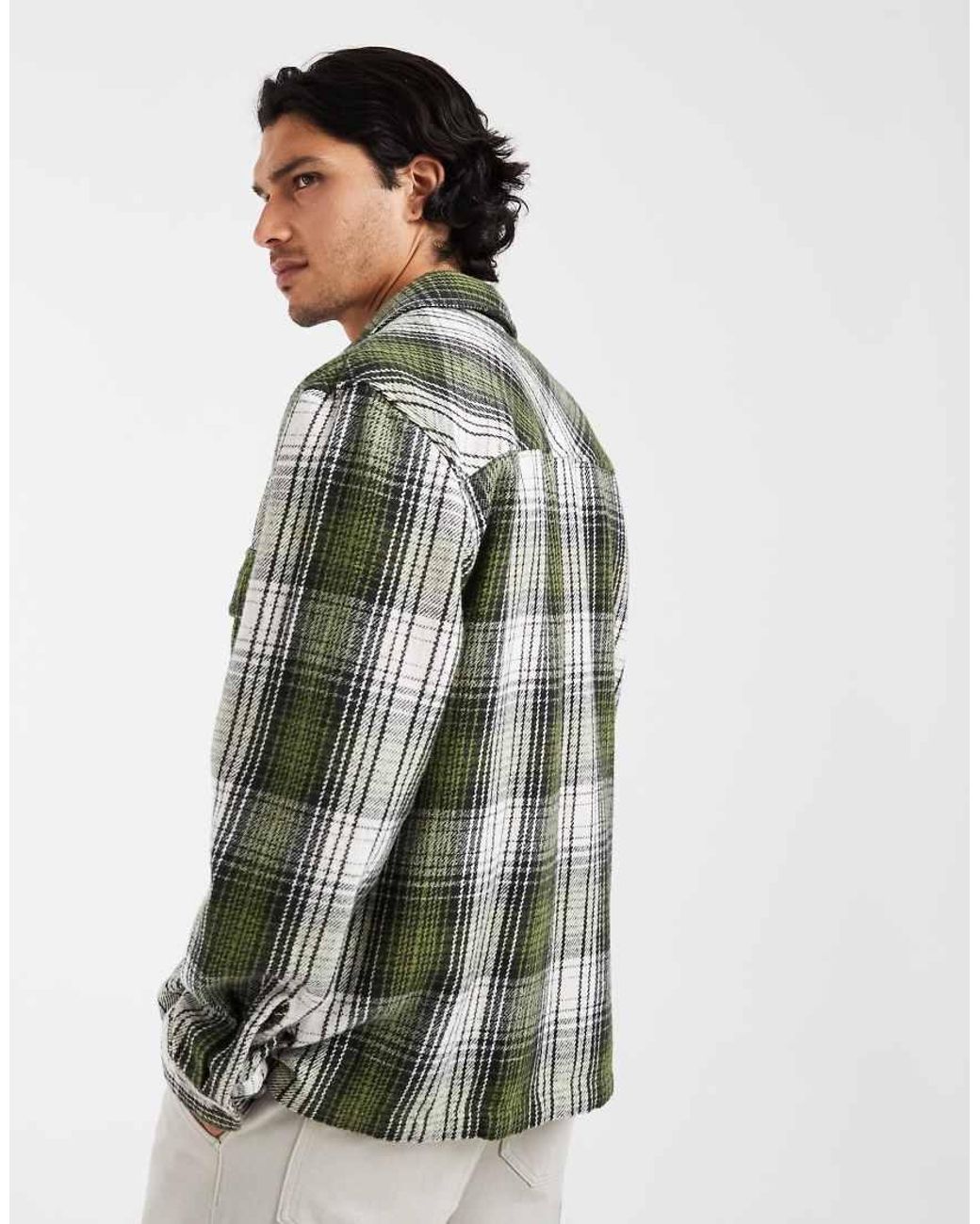 DOUBLE A by WOOD WOOD Green 100% Cotton Clay Overshirt for men