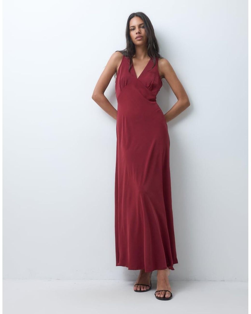 Jdy Red V-neck Maxi Dress