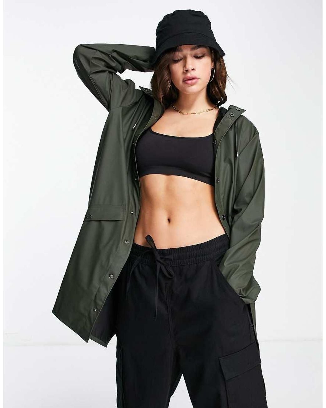 Rains Black Long Jacket