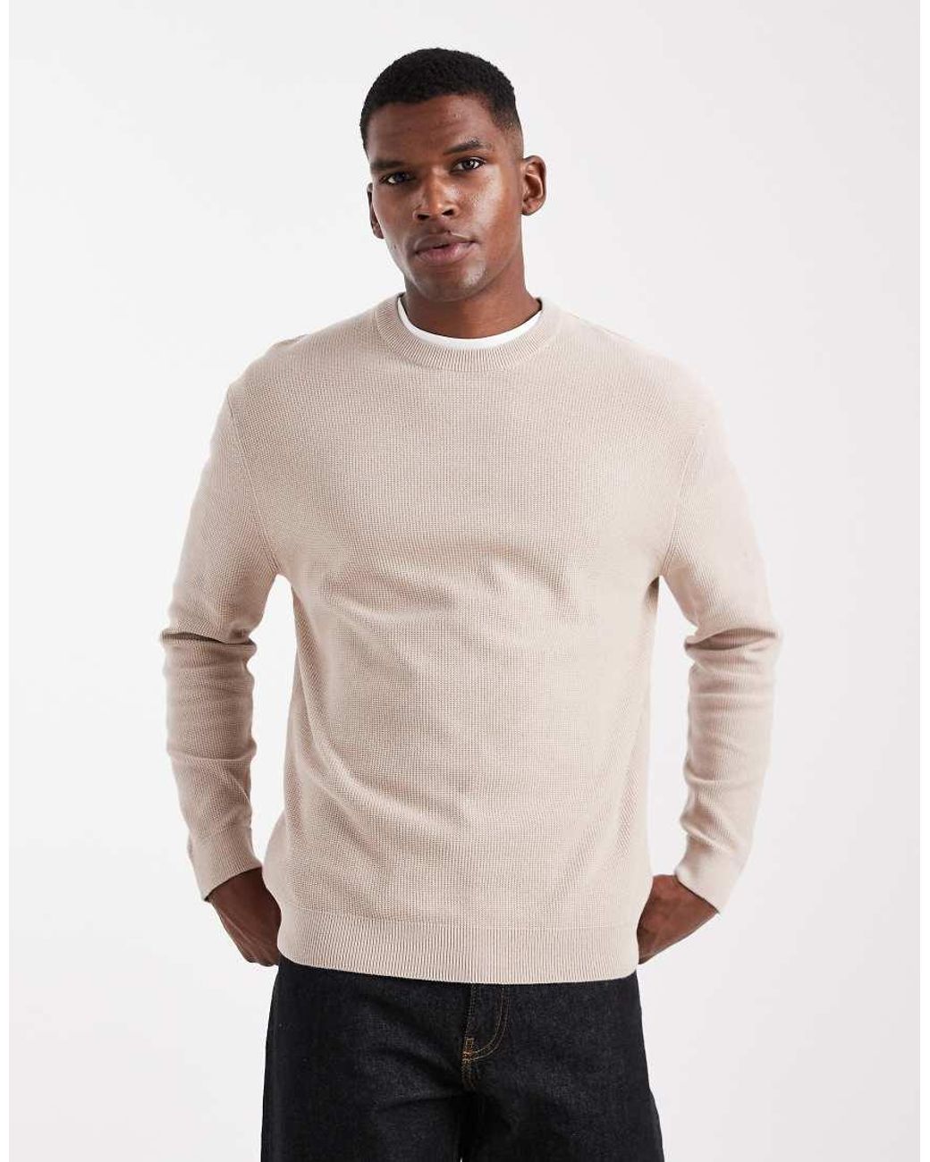 Only & Sons Natural Regular Fit Waffle Knit Jumper for men
