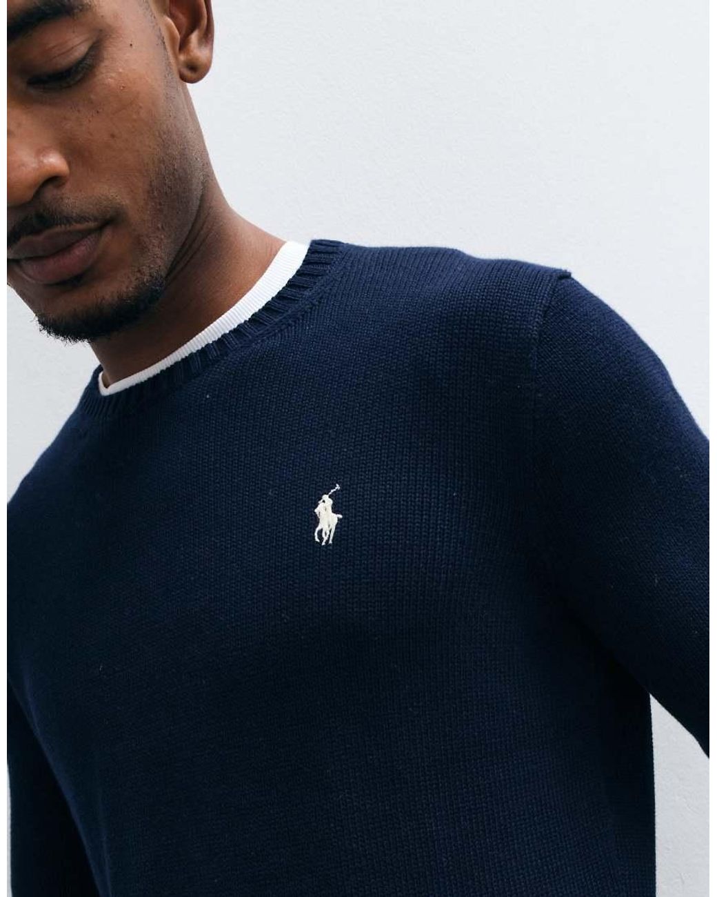 Polo Ralph Lauren Blue Icon Logo Heavyweight Cotton Knit Jumper for men