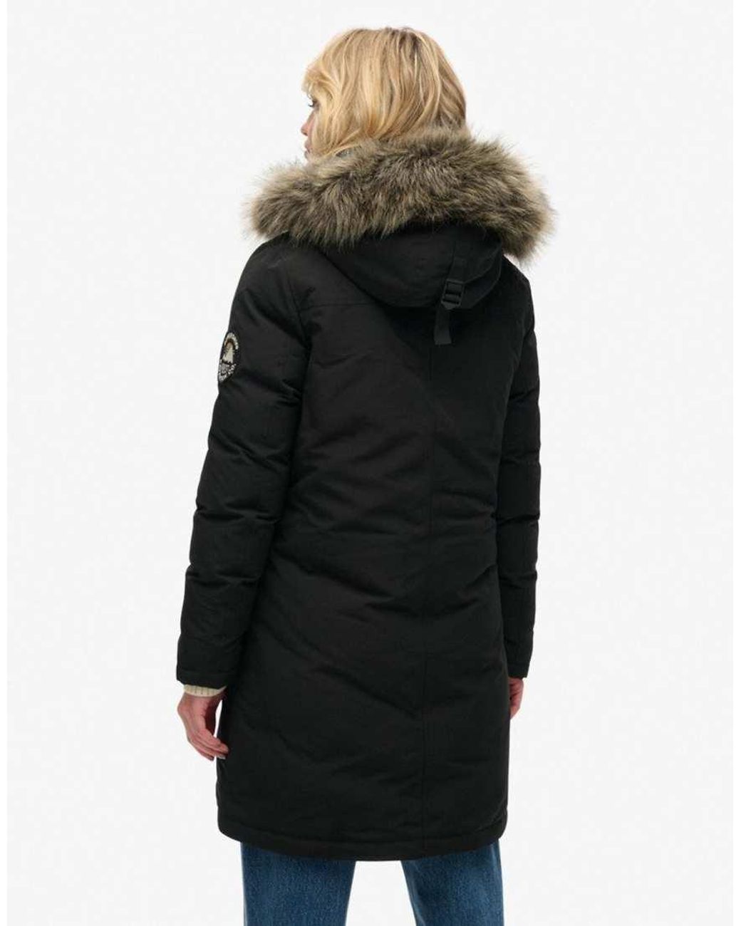 Superdry Black Everest Faux Fur Parka Coat