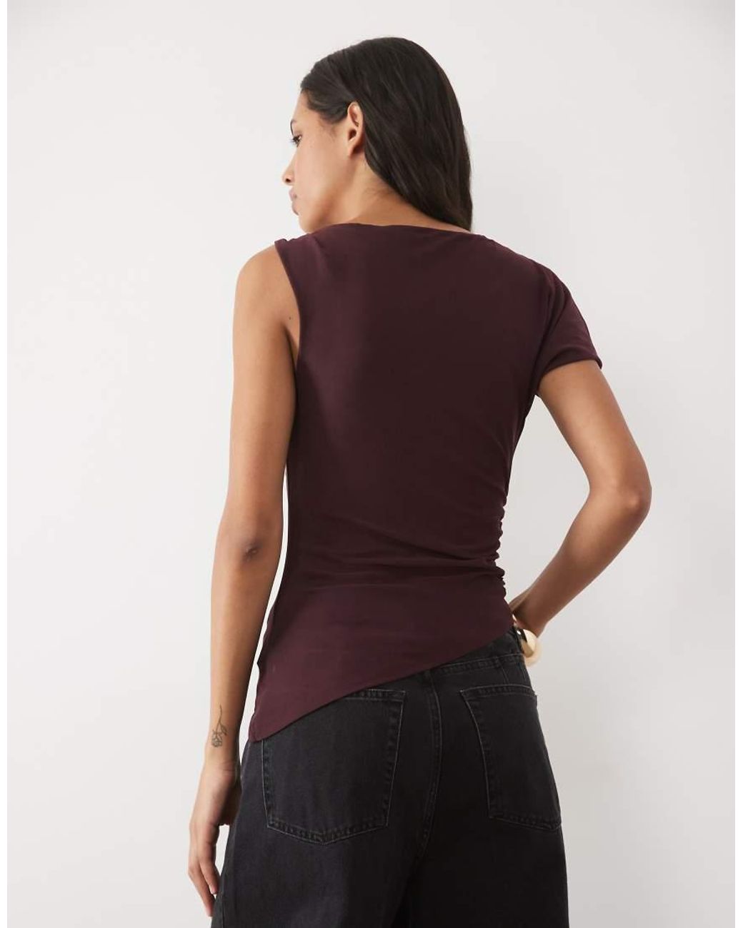 New Look Brown Ruche Metal Trim Detail Top