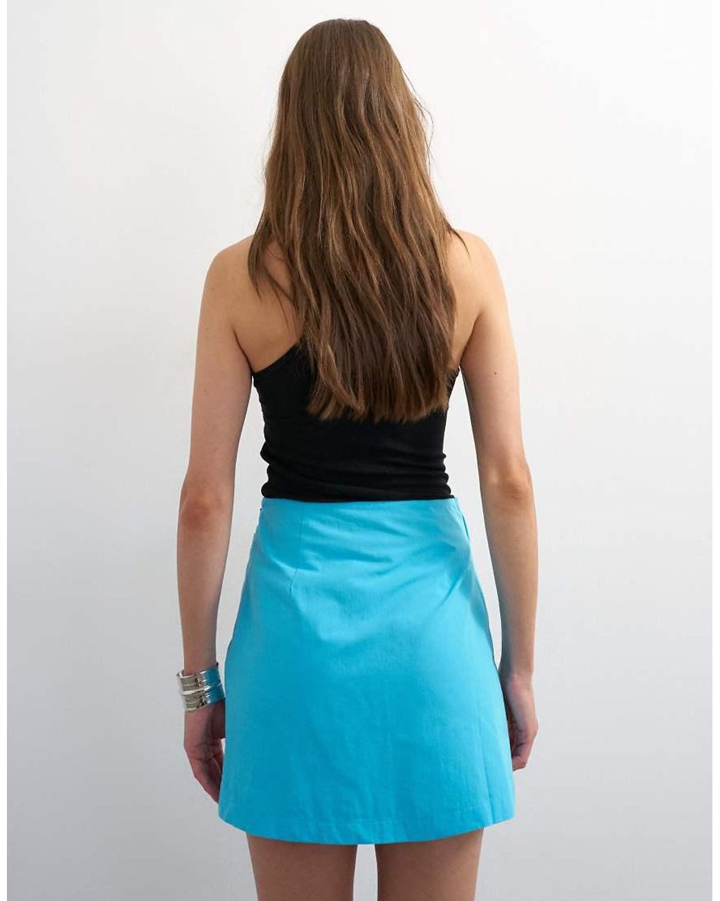 TOPSHOP Blue Draped Tuckside Mini Skirt