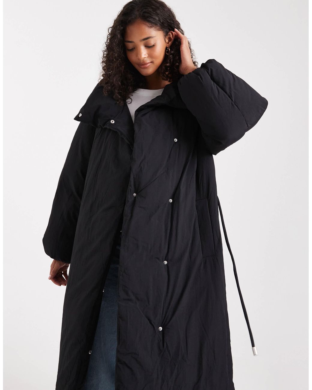 ASOS Blue Funnel Neck Longline Puffer Jacket