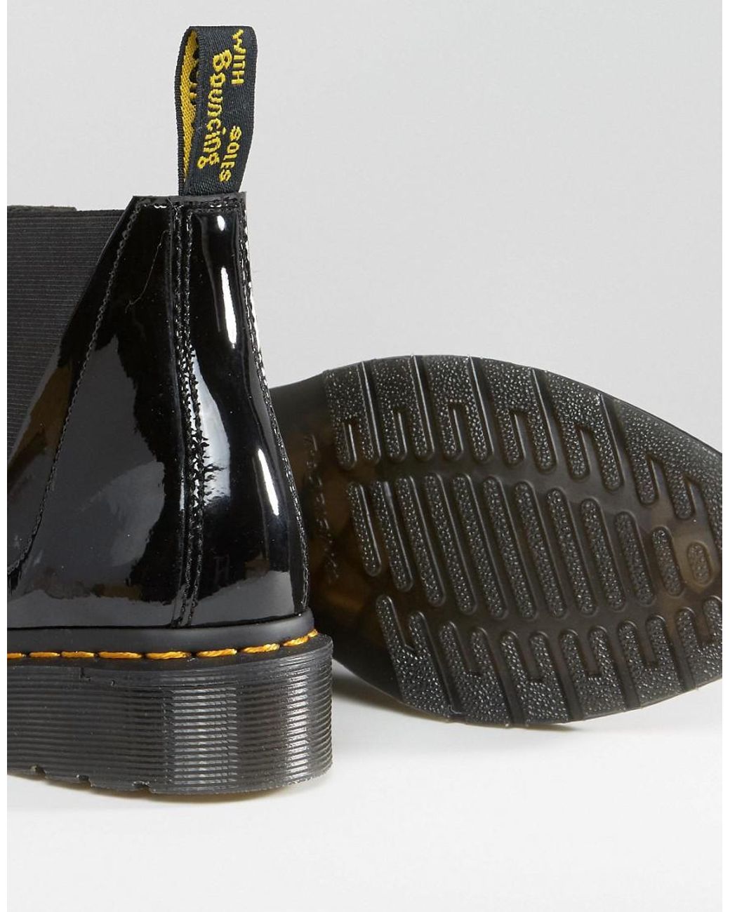 Dr. Martens Bianca Black Patent Chelsea Boots | Lyst