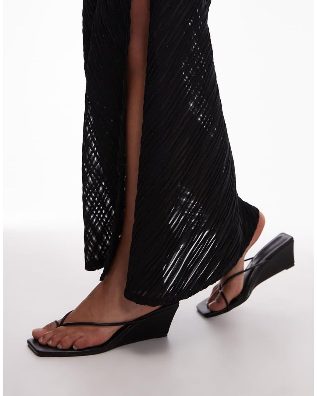 ASOS White Textured Fishtail Skirt With Side Split