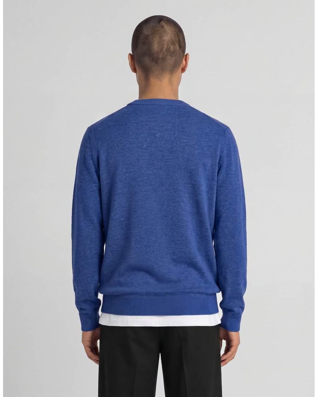 Lyle & Scott Blue Mid Knits Lambswool Blend Crew Neck Jumper for men