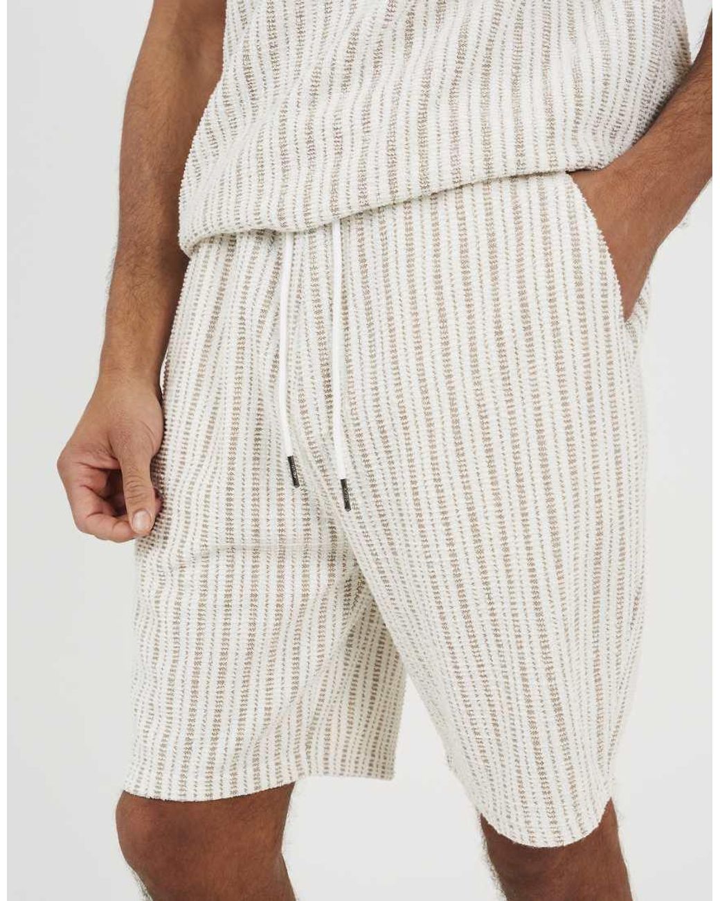 Brave Soul Natural Striped Elasticated Waist Shorts for men
