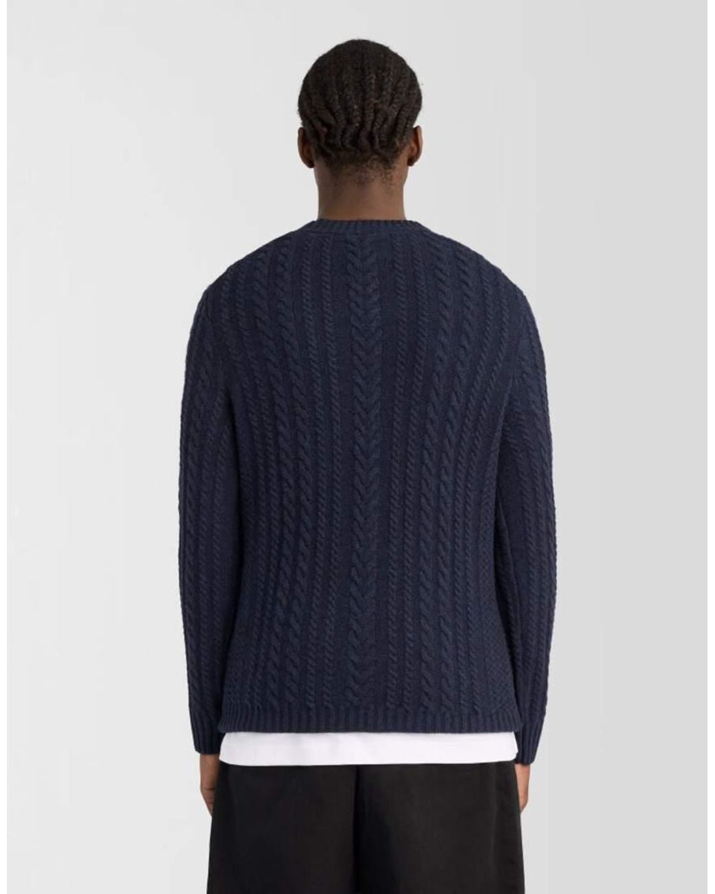 Lyle & Scott Blue Mid Knits Cable Knit Crew Neck Jumper for men