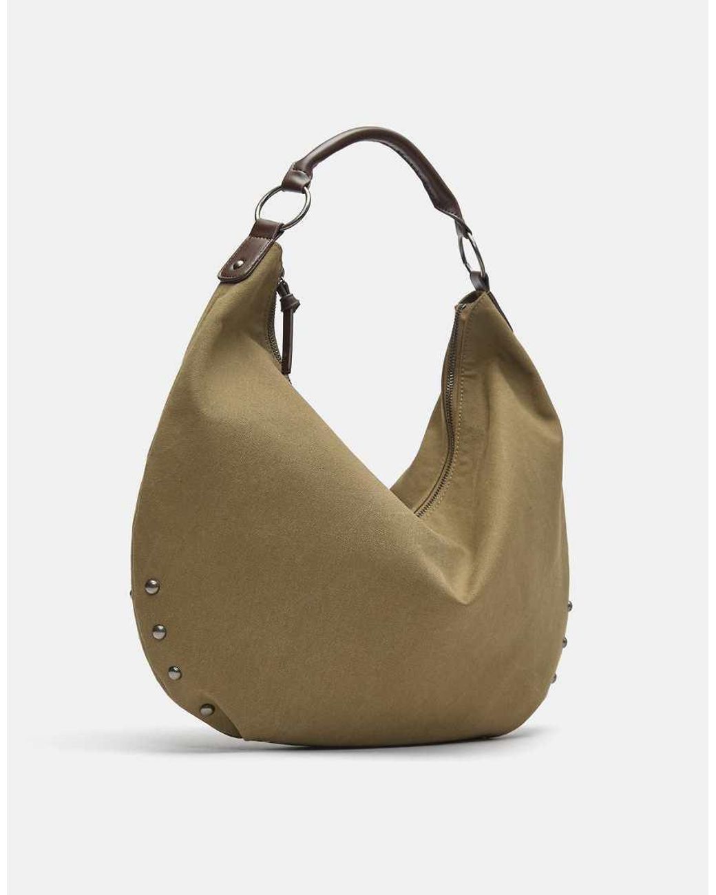 Pull&Bear Gray Ring Stud Tote Bag