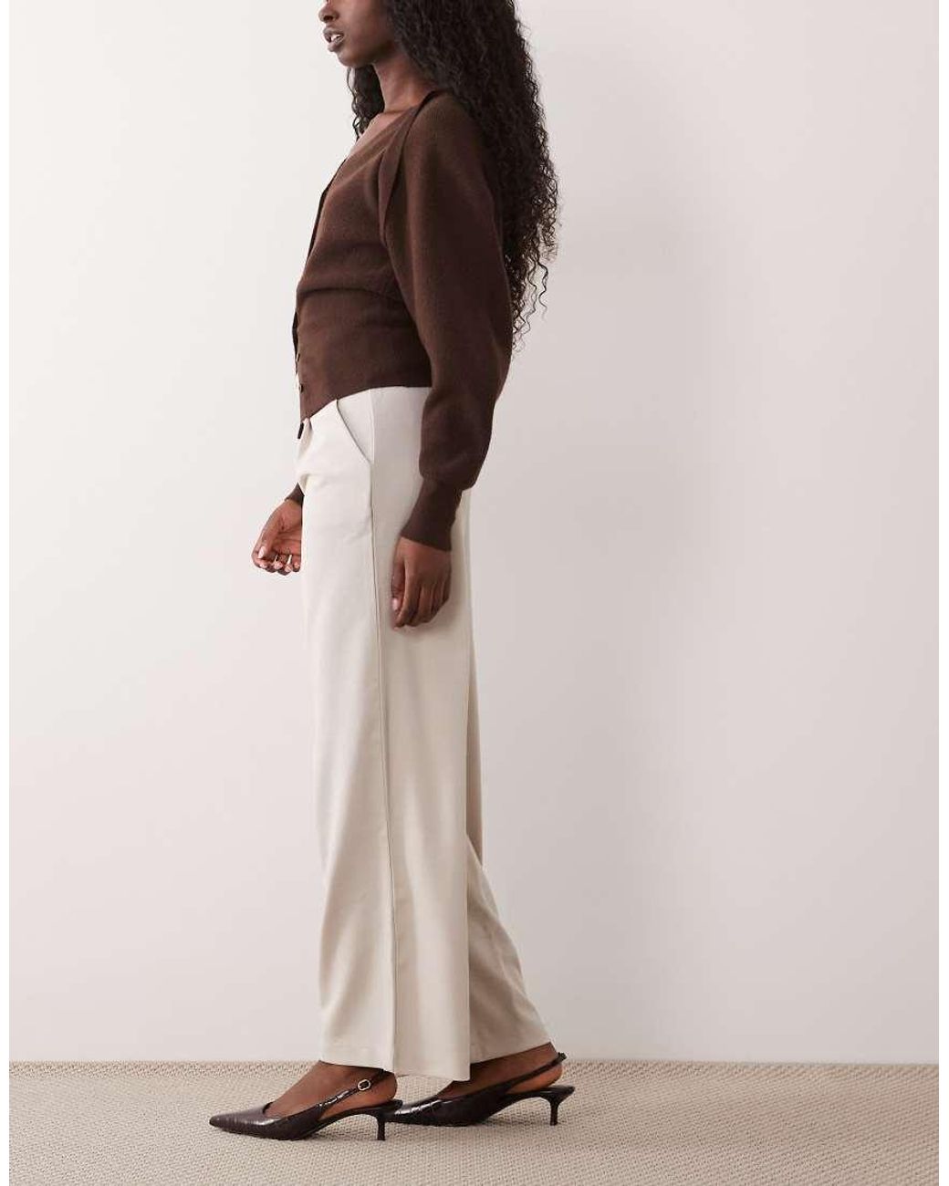 Jdy White Button Detail Wide Leg Dad Trousers